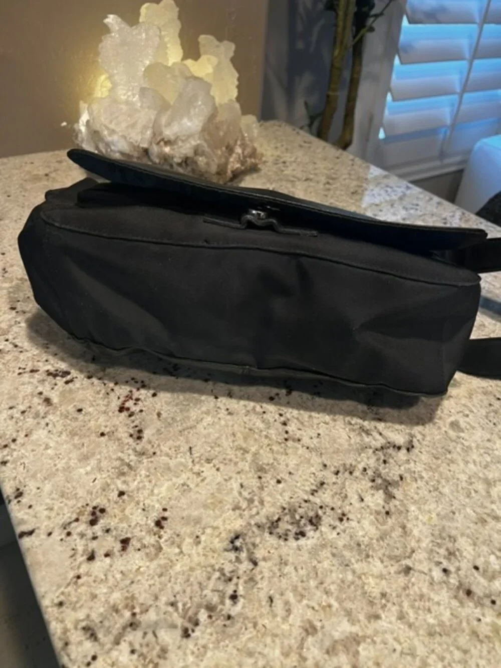Black Leather FOSSIL Crossbody Messenger Laptop Satchel Bag